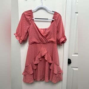 Miami For Francesca’s Womens Pink Puff Sleeve Dress Pink Size Small NWT